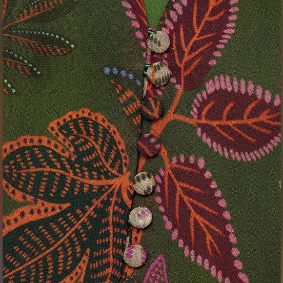 Farm Rio Wild Jungle Handkerchief Midi-Dress Purple Green XS NWT - Picture 7 of 7